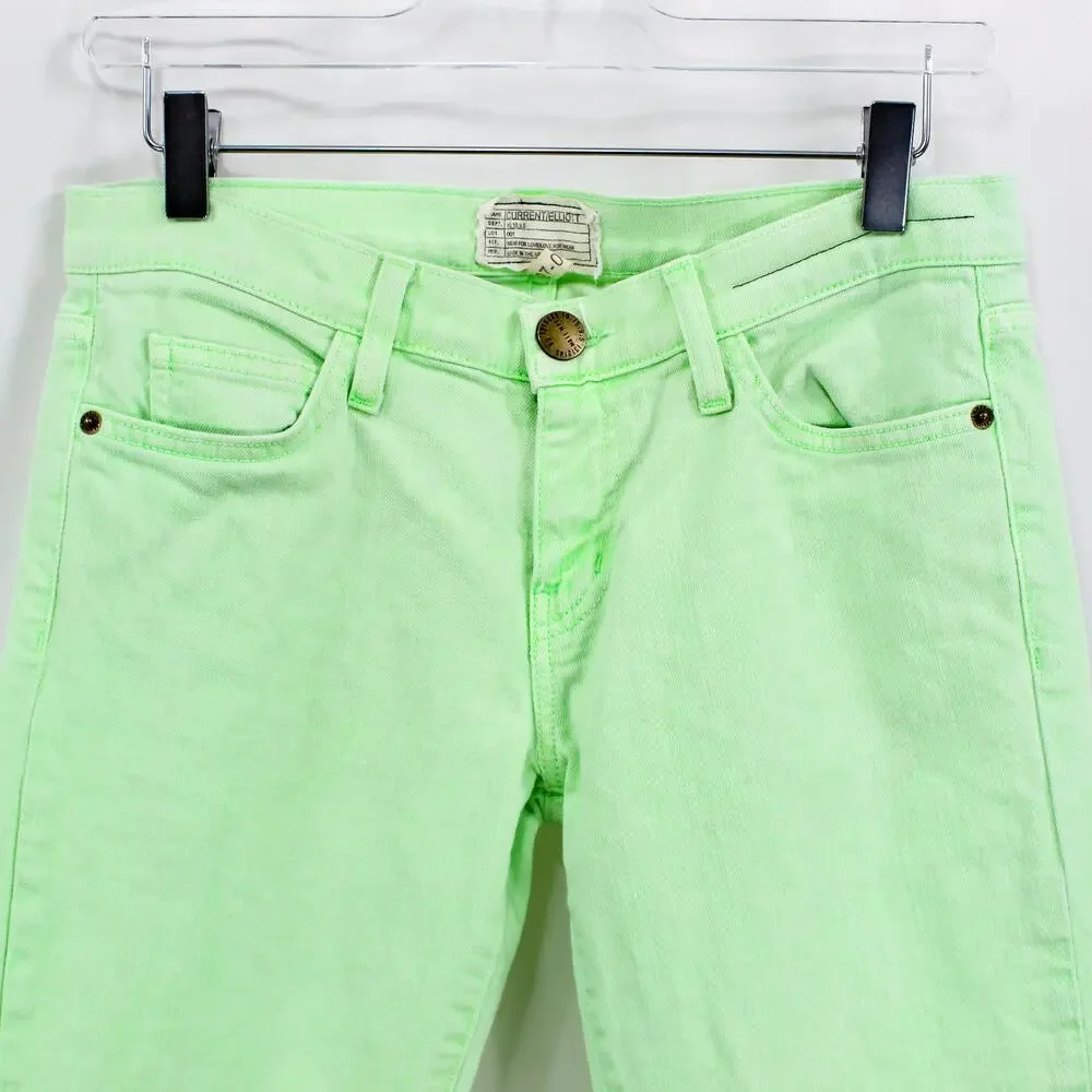 CURRENT / ELLIOT Lime Green The Stiletto Denim Skinny Jeans